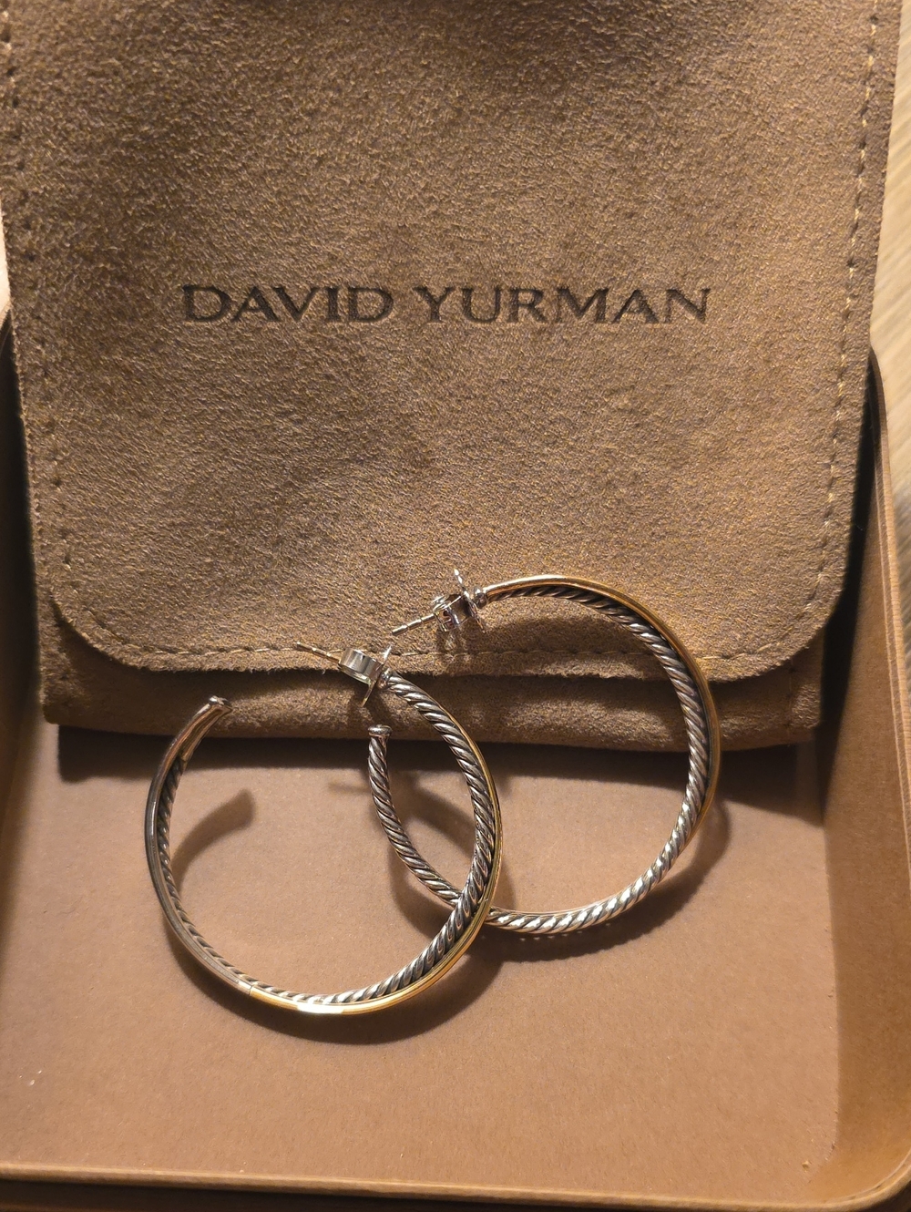 David Yurman Crossover Hoop EarringsSterling Silver with 18K Yellow Gold, 44mm